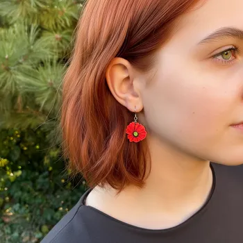 Náušnice art-wood.cz Visací náušnice - Vlčí máky