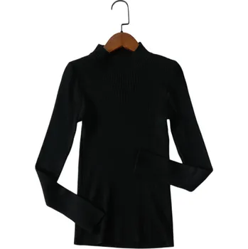 Dámský svetr Dámský pletený svetr z bavlny a akrylu s výstřihem do O Elegantní jednobarevný svetr s dlouhým rukávem Univerzální velikost pro každodenní nošení černá