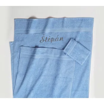 Ručník Froté ručník s výšivkou světle modrá 90 x 150 cm