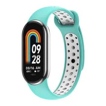 Sportovní měřič Dvojbarevný silikonový náramek Mi band 8/9/10,Tyrkysovo-Bílá,Xiaomi Mi Band 8/9/10