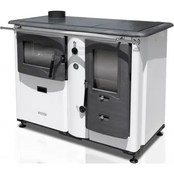 Krbová kamna Termomont Teplovodní sporák na tuhá paliva TEMY PLUS P 20 s troubou - bílý, levý