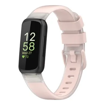 Chytré hodinky Jednobarevný transparentní řemínek pro Fitbit Inspire 3,Pískově růžová