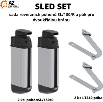 Pohon brány SLED SET - pohony určené pro branky nebo brány, lze otevřít manuálně nebo elektronicky - SLED SET - sada reverzních pohonů SL/180/R a 2 pák pro dvoukřídlé brány do max. délky křídla 1,8 m