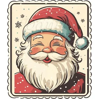 Textilní nažehlovací páska Dante Nažehlovačka Známka Santa - 10 x 12 cm