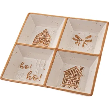 Bílá keramická servírovací miska s vánočním motivem Christmas cottage – Dakls ID_1737972