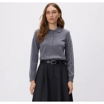 Dámský svetr Reserved - Vlněný polo svetr - středně šedá - 140GS-85M - 140GS-85M-S