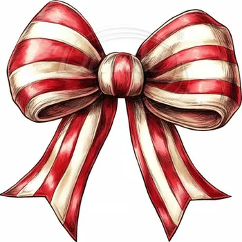 Textilní nažehlovací páska Dante Nažehlovačka Mašle pruhy červeno bílá - 6 x 6 cm