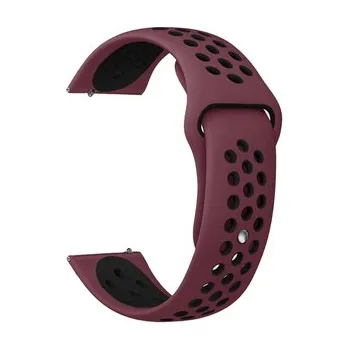 Chytré hodinky Perforovaný řemínek 20mm,Vínovo-černý