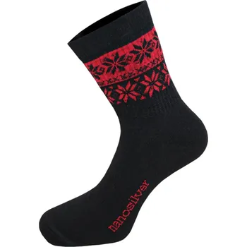 Pánské ponožky nanosilver® Zimní ponožky thermo SNOW černá/červená Velikost: M 39/42