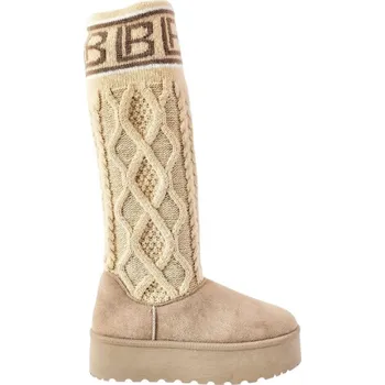 Dámské kozačky Zateplené pletené kozačky Laura Biagiotti Micro Beige Velikost: 40