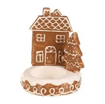 Svícen Keramický svícen Domeček perník na čaj. svíčku, hnědá