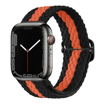 Chytré hodinky Pletený řemínek se sponou pro Apple Watch 42/44/45/46/49mm,Černo-oranžový