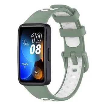 Chytré hodinky Perforovaný dvojbarevný řemínek Huawei Band 8/9/10,Zeleno-bílý