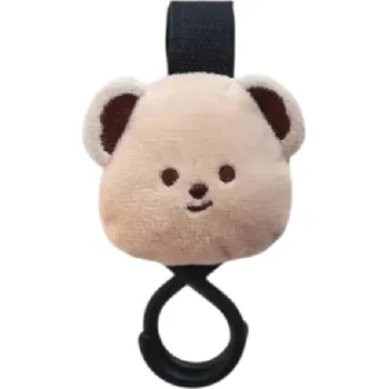 Háček na kočárek se suchým zipem a béžovým plyšovým medvídkem 12 x 8 x 3 cm Univerzální držák na tašky a doplňky