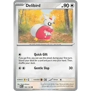 Karetní hra Pokémon MEG 105/132 Delibird - Mega Evolution Stav: Near Mint, Verze: REVERSE HOLO