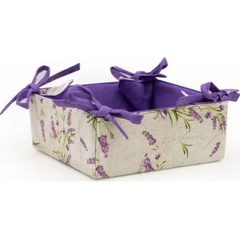 chlebník Košík na pečivo Levandule fialová/bílá 34x34 cm