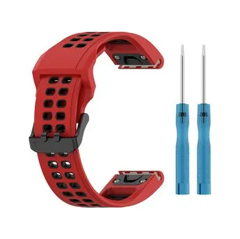 Chytré hodinky QuickFit perforovaný řemínek s přezkou 20mm,Červeno-Černý