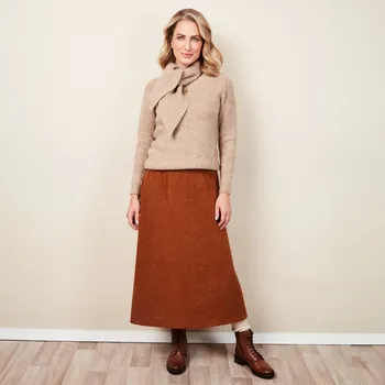 Dámský svetr 3Pagen Pletený svetr se šálou béžová XL