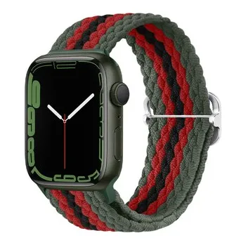 Chytré hodinky Pletený řemínek se sponou pro Apple Watch 42/44/45/46/49mm,Khaki-červeno-černý