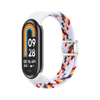 Chytré hodinky Pletený náramek s magnetickým zapínáním Mi band 8/9/10,Bílý duhový
