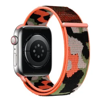 Chytré hodinky Nylonový řemínek kamufláž pro Apple Watch 42/44/45/46/49mm,Oranžová kamufláž