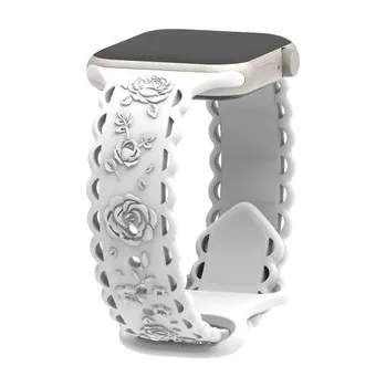 Chytré hodinky Perforované růže řemínek pro Apple Watch 38/40/41/42(S10)mm,Bílá