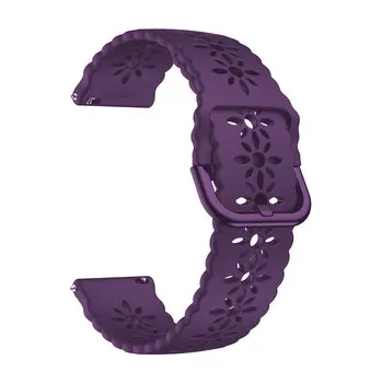 Chytré hodinky Řemínek s perforováním a přezkovým zapínáním 22mm,Fialová s barevnou přezkou