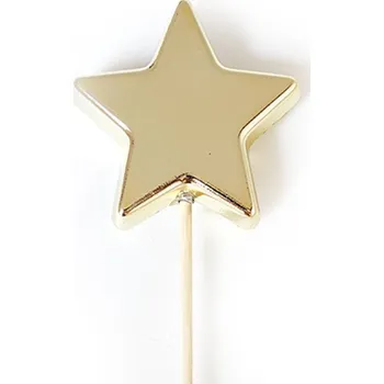 Vánoční ozdoba Skleněná vánoční hvězda, na tyčce, zápich, zlatá, 5 cm