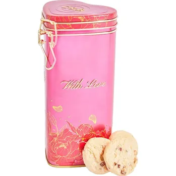 Cartwright & Butler With Love Heart Gift Tin Sušenky s kousky jahod a bílé čokolády v plechové dóze, 150 g
