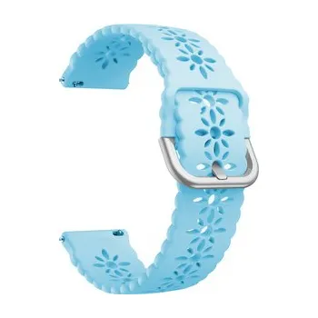 Chytré hodinky Řemínek s perforováním a přezkovým zapínáním 22mm,Světle modrá se stříbrnou přezkou