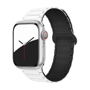 Chytré hodinky Dvojbarevný magnetický řemínek pro Apple Watch 42/44/45/46/49mm,Bílo-Černý