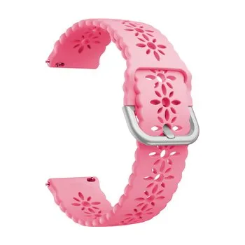 Chytré hodinky Řemínek s perforováním a přezkovým zapínáním 20mm,Luminiscenční růžová se stříbrnou přezkou