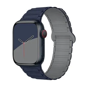 Chytré hodinky Dvojbarevný magnetický řemínek pro Apple Watch 42/44/45/46/49mm,Tmavěmodro-šedý