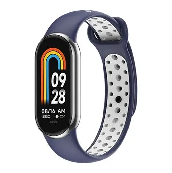 Příslušenství k fitness náramku Dvojbarevný silikonový náramek Mi band 8/9/10,TmavěModro-Bílá,Xiaomi Mi Band 8/9/10