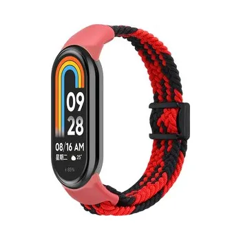 Chytré hodinky Pletený náramek s magnetickým zapínáním Mi band 8/9/10,Černo-Červený