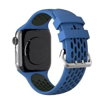 Chytré hodinky Perforovaný řemínek s dvojitým zapínáním pro Apple Watch 42/44/45/46/49mm,Tmavěmodro-Černý