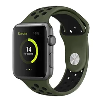 Chytré hodinky Perforovaný řemínek pro Apple Watch 42/44/45/46/49mm,Khaki-černý
