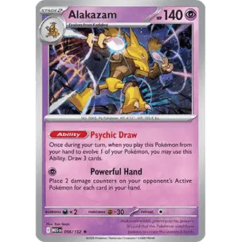 Sběratelská karetní hra Pokémon MEG 056/132 Alakazam - Mega Evolution Stav: Near Mint, Verze: HOLO