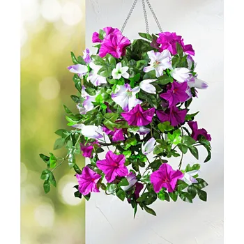 umělá květina Převislé petúnie fialová/bílá Délka 45 cm