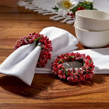 Papírový ubrousek 2 kroužky na ubrousky Bobule červená