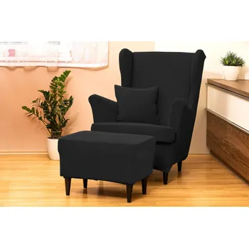 Křeslo Potah na křeslo ušák Gisela černá křeslo s podsedákem