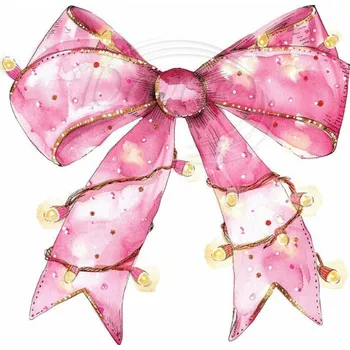 Textilní nažehlovací páska Dante Nažehlovačka Mašle a světýlka růžová - 12 x 11 cm