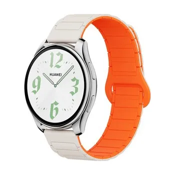 Chytré hodinky Dvojbarevný magnetický řemínek 20mm,Béžovo-oranžový