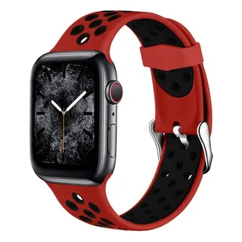 Chytré hodinky Perforovaný řemínek s přezkou pro Apple Watch 42/44/45/46/49mm,Červeno-Černý