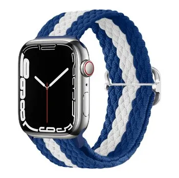 Chytré hodinky Pletený řemínek se sponou pro Apple Watch 38/40/41/42(S10)mm,Modro-bílý