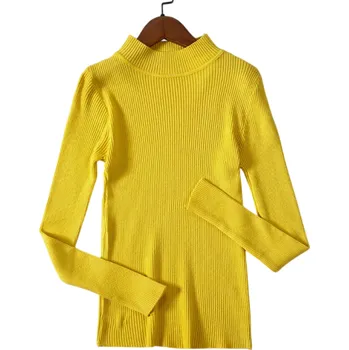 Dámský svetr Dámský pletený svetr z bavlny a akrylu s výstřihem do O Elegantní jednobarevný svetr s dlouhým rukávem Univerzální velikost pro každodenní nošení žlutá