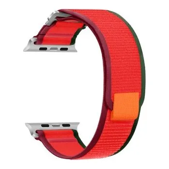 Chytré hodinky Nylonový řemínek se stahovacím poutkem a sponou pro Apple Watch 38/40/41/42(S10)mm,Červeno-zelená