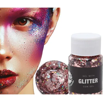 Karnevalový doplněk Gel s růžovozlatými třpytkami