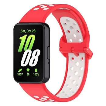Chytré hodinky Perforovaný řemínek pro Samsung Galaxy Fit 3,Červeno-Bílý