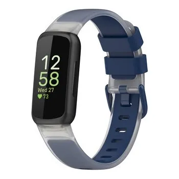 Chytré hodinky Jednobarevný transparentní řemínek pro Fitbit Inspire 3,Tmavě modrá